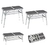 Bo-Camp Folding Camping Table with 4 Adjustable Heights, Aluminium, 80 x 40 cm, Grey