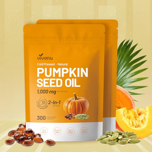 Image of VivoNu Pumpkin Seed Oil with Saw Palmetto Capsules,300 Softgels,Non-GMO