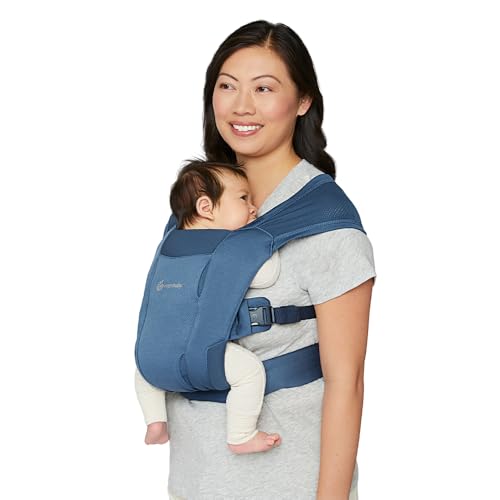 Image of Ergobaby Embrace Baby Carrier Newborn to Toddler - Lightweight Ergonomic Baby Carriers - Cozy Essentials (7-25 Pounds), Soft Air Mesh Blue