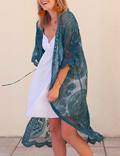Image of Bsubseach Women Mesh Cardigan Bikini Beach Kimono Open Front Swimsuit Cover Ups Swimwear