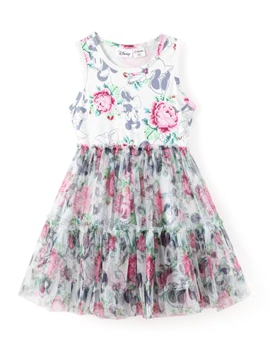 Disney Mickey and Friends Minnie Mouse Toddler Girl Dress Sleeveless Floral Print Tiered Tulle Sundress Summer Clothes 2-6Y