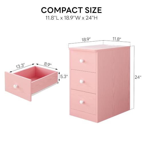 Image of LIKIMIO Nightstand with Charging Station, 3 Drawers Modern for Bedroom