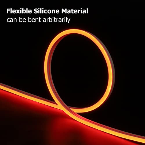 Image of Neon Rope Lights, 16.4ft Rope Lights with Dimmable Remote and Adapter, Waterproof Flexible Smart Led Strip Lights for Bedroom, Super Bright, DIY Neon Sign, Indoors Outdoors Wall Decor, Red