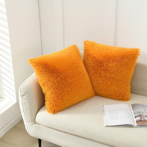 Image of Faux Fur Throw Pillow Covers for Couch Decorative Pillows 22x22 Inches