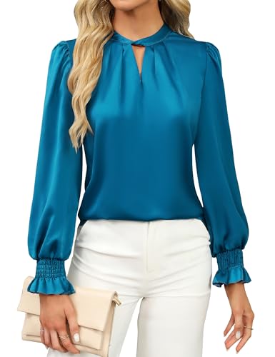 BMJL Womens Dressy Tops Business Casual Outfits Satin Silk Long