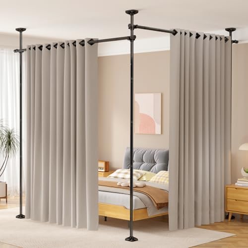 Room Divider No Drilling Curtain Rod Wall Divider for Room Separa...