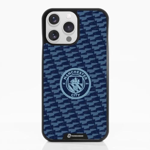 Coque Man City iPhone 14 Pro Antichoc en Silicone Noir Épuré