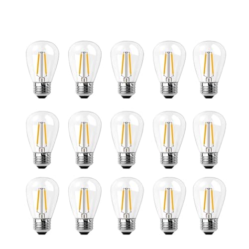 JrEam Lampadina LED di Ricambio S14 da 2 W equivalente a lampadine Trasparenti da Esterno E27 da 20 W, Luce Bianca Calda 2700 K(15PCS_E27 220V_2W)