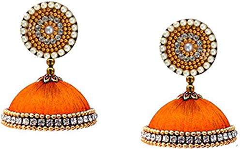 Handcrafted Silk Jhumki Earring with Stud - Silk Dori Jhumki