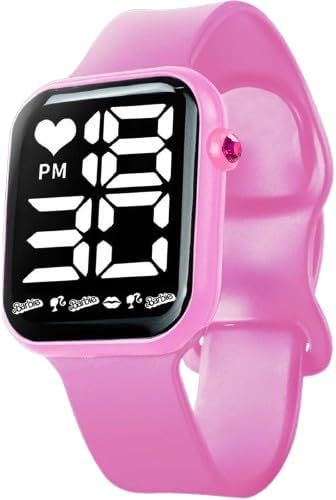Relogio rosa prova dagua silicone digital infantil pulseira ajust...