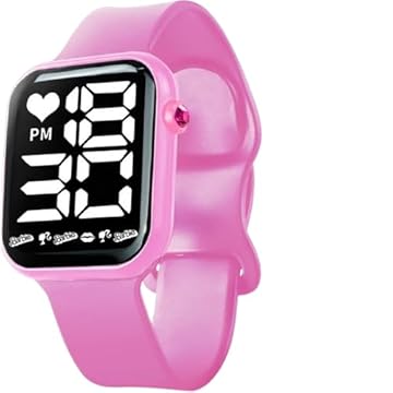 Relogio rosa prova dagua silicone digital infantil pulseira ajustavel casual menina