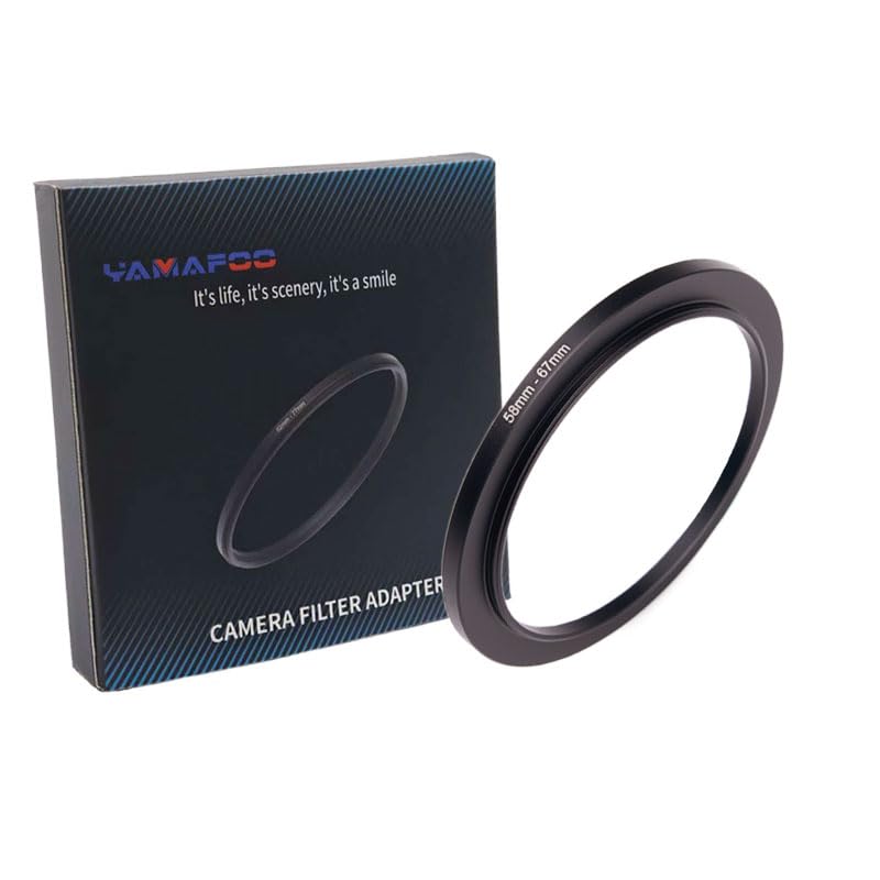 YAMAFOO 58mm to 67mm Step-Up Ring/Step Down Rings Filter Adapter for All Brands UV ND CPL Metal Ring Step-Up Rings Adapter Filter,Black (58-67)