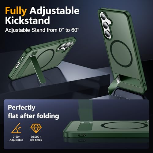 Image of SPIDERCASE Magnetic for Samsung Galaxy S24 Plus Case, [3 Stand Ways][ Military Grade Drop Protection] with Invisible Stand Shockproof Slim Case for Samsung Galaxy S24 Plus, Green