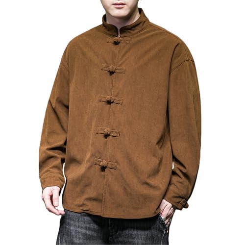 Veste velours côtelé homme chaude et confortable à boutons grenouille pour l'hiver