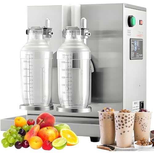 自動ミルクティーシェーカーマシン、360°電動ダブルヘッドミルクティーシェーキングマシン、350ml-1000mlドリンクミキサー、バブルティー、紅茶、ジュース、コーヒー、ミルク、ワイン、カクテル用