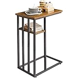 IBUYKE C Shaped End Table, Side Table for Sofa and Bed, Beside Desk for Living Room, Rustic Brown UT