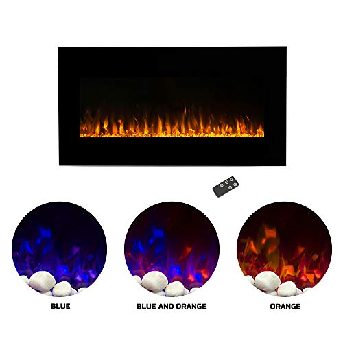 Northwest Electric Fireplace Wall Mounted LED Fire and Ice Flame, with Remote, 36"