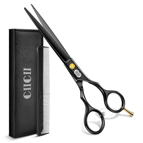 CIICII Hair Cutting Scissors, 6.5 Inch Professional Hair Scissors Set (Hair Cutting Shears Beard Trimming Haircutting Haircut Kit) Right Left Handed Barber Shears for Home Salon DIY Hairdressing