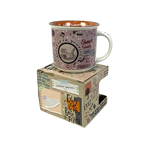 Sweet Candy - Taza Cerámica de Porcelana para Café con Dibujo de Muñeca Sweet Candy y Caja Decorativa a Juego, Vaso de Cerámica para té o café