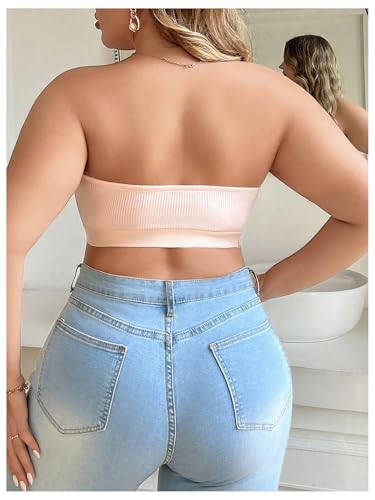 Image of WDIRARA Women's Plus Size Strapless Front Closure Bandeau Bra Seamless Wireless Bralette Tube Top