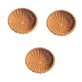 Ciieeo 3piezas Cesta Redonda De Almacenamiento Woven para Pan y Frutas Chocolate Cesta Decorativa para Hogar y Cocina