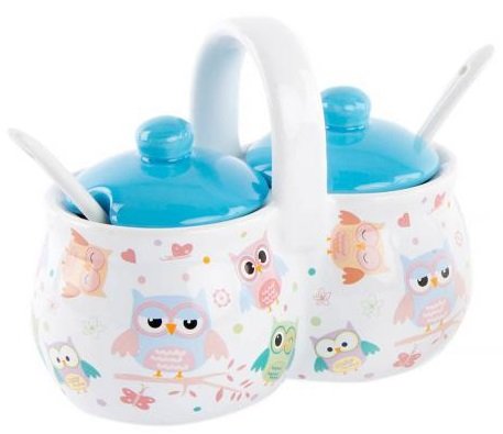 Saucière Hibou en céramique bleue (Set de 2) pour table et service