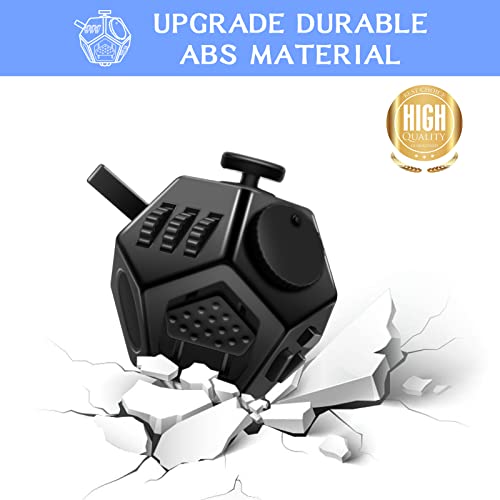 Wtycd Mini Fidget Cube Toys, Cool Black Fidget Dodecagon Toy 12 Sided Fidget Cube Relieves Stress Game For Kids And Adults, Anxiety Anti And Kill Time For Add, Adhd, Ocd, Autism (Pure Black) #TOP2