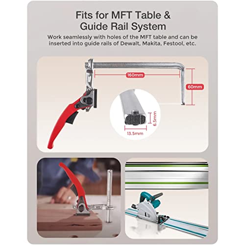 2Pcs Alloy Steel Upgrade Quick Ratchet Track Saw Guide Rail Clamp Mft Clamp For Mft Table And Guide Rail System Woodworking Clamp #TOP7