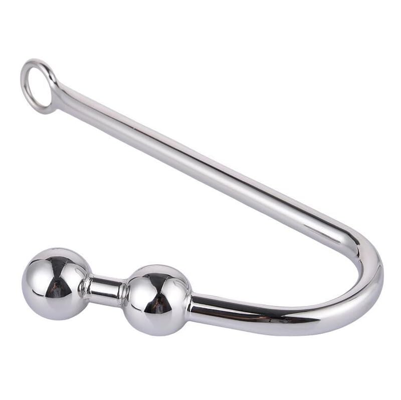 Bondage Masters Crochet de bondage double boules en acier anal/vaginal, Rope Master, argenté