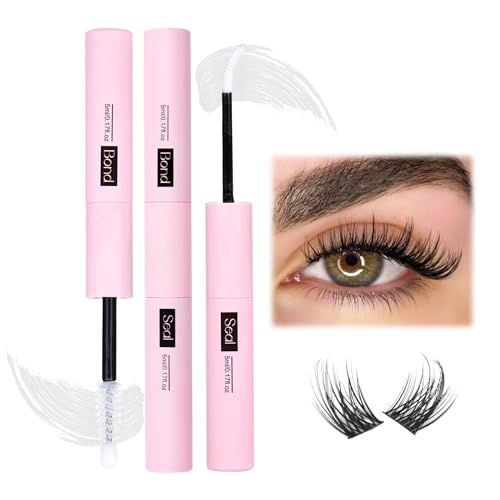 Mavphnee Lash Bond and Seal Clear Strong Hold Eyelash Adhesive Quick Drying Cluster Lash Glue 72Hours Long Lasting 2 in 1 Eyelashes Glue for DIY Lash Extensions Waterproof Cluster Glue