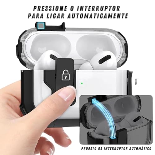 Capa compatível com Airpods Pro 2ª/1ª geração (2023/2022/2019) com clipe de bloqueio seguro para Air