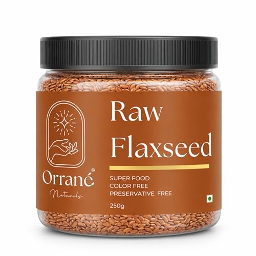 Image of Orrane Raw Flaxseed 250g Alsi Beej for Eating, Smoothies and Baking | High Omega 3, Fiber and Protein Rich Seeds, Gluten Free Superfood | Supports Heart Health, Digestion & Weight Management