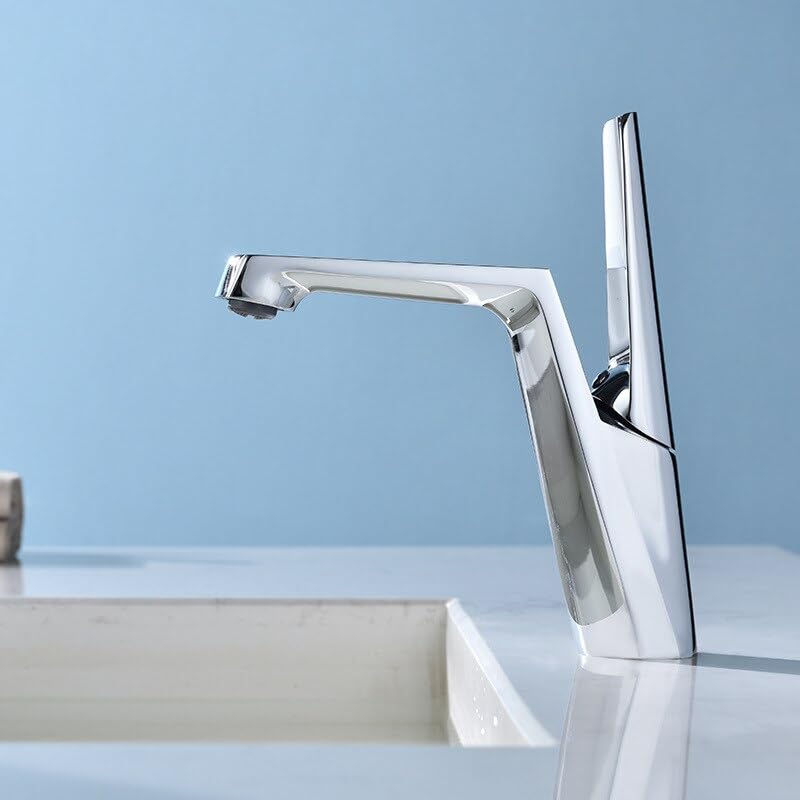 Robinet mitigeur d'évier en laiton finition chrome brillant premium