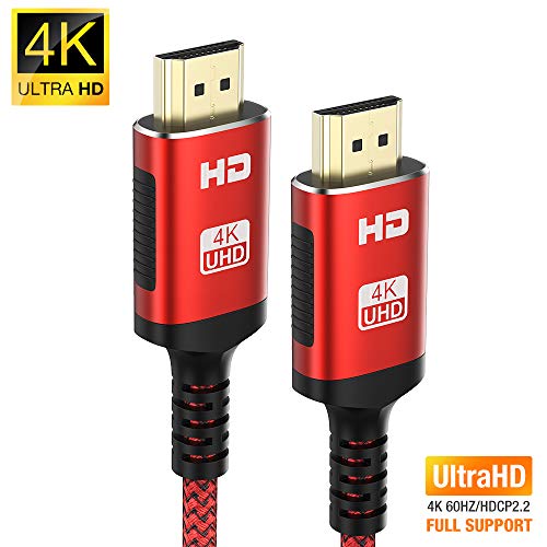 4K@60HZ HDMI Kabel 3M Rot,[Aktualisierte Version]Snowkids Rutschfeste HDMI 2.0 Kabel mit 18Gbit/s Unterstützung für 3D UHD 2160P Ethernet HDCP 2.2 ARC kompatibler HDTV,LG,Fire TV,X-box,PS4,PS3,PC