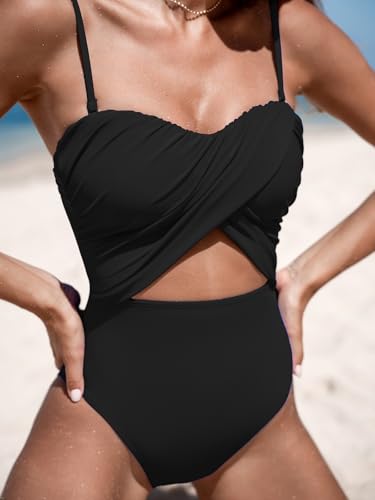 CUPSHE Women's One Piece Swimsuit Sweetheart Neck Adjustable Removable Straps Bathing Suit Front Cutout Swimwear4
