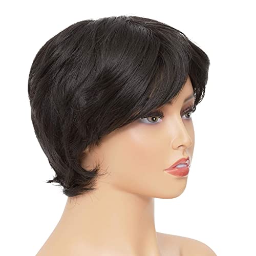 Short Shaggy Layered Wig for Women, Dark Brown Synthetic Hair (4 Inches)