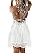 AOOKSMERY Women Summer V-Neck Spaghetti Straps Lace Backless Party Club Beach Mini Dresses (White, Small)