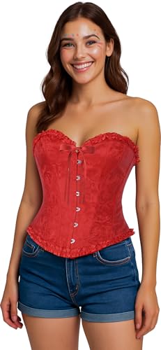 FIESTAS GUIRCA | Corset Rojo (42 44)   Accesorio de Disfraz para Mujer   Ideal para Fiestas de Princesas y Carnaval   Perfecto para Celebraciones y Eventos   Rojo