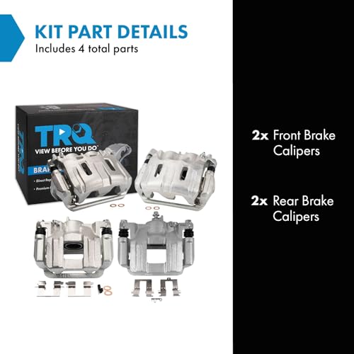 Image of TRQ Front and Rear Brake Caliper Set Caliper Brackets Hardware Compatible with 2011-2017 Honda Odyssey