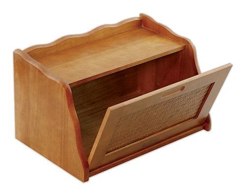 Mountain Woods Honey Oak Finish Large Bamboo Wooden Bread Box And Storage Container Box With Rattan Lid - 16" X 10.5" X 9" #TOP1