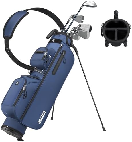 Findway Kleines Golfbag, Leichtes & Tragbares Golf Pencil Bag mit Standfuß, 3-Fach-Unterteilung, Verstellbarer Gepolsterter Trageriemen, 5 Taschen und Tragegriff, für Herren und Da