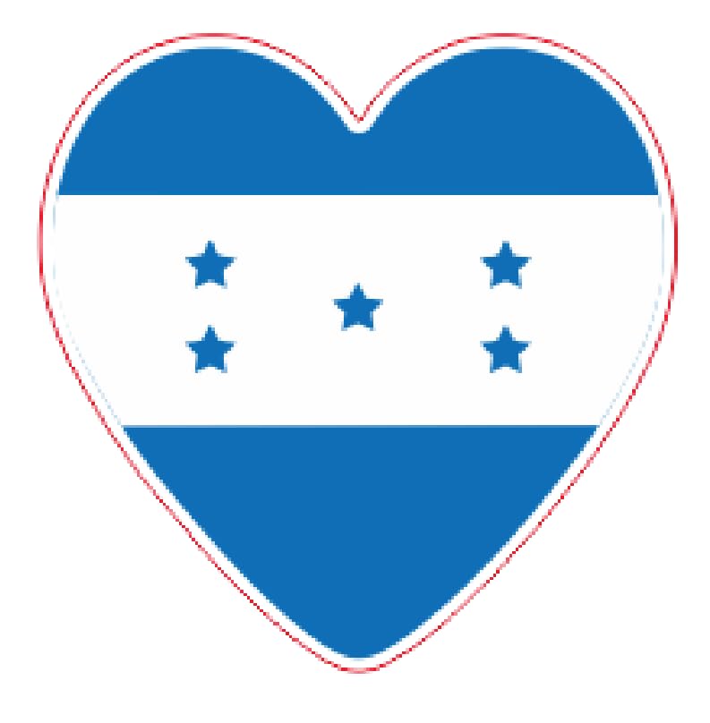 Image of Set of 5 National Flag Themed Sticker Decal of Flag, Country Map, Circular Shape, Heart Shape and with USA Flag for Car, Phone, Laptop, Mug, Bottle, Textbooks (Honduras)