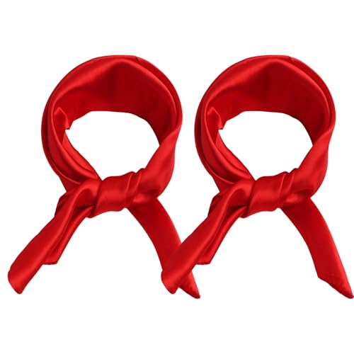 Yenvory Lot de 2 foulards rouges pour femme 50 x 50 cm - Foulard en soie rouge - Bandana léger - Pour homme et femme, rouge, taille unique