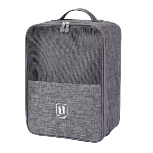 Shoe Bag for Travel Waterproof Travel Shoe Bag for Packing in Suitcase 3 Layers Portable Shoe Storage Pouch for Travel Gym Moving House Breathable Zippered Shoes (Grey, 11.8