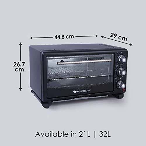 Image of Wonderchef Oven Toaster Griller (OTG) 21 Litres, Auto Power-Off With Bell, Heat Resistant Glass Window, 2 Years Warranty- 1380W