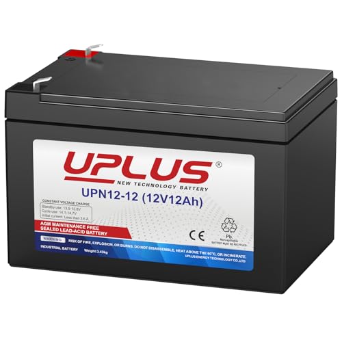 UPLUS UPN12-12 12V 12Ah Battery Rechargeable Agm Compatible with T2(F2) Terminal SLA Replacement Batteries for Golf Trolley Mobility UPS System Electric Scooter Home Alarm System