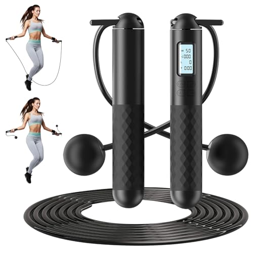 Audasi Springseile 2-in-1 beschwertes seilloses Springseil mit Zähler...