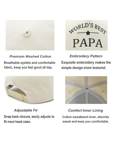 Image of Waldeal Best Papa Hat, Fathers Day Birthday Gifts for PAPA Grandpa Dad | World's Best Papa Trucker Hat, Adjustable Cotton Snapback Two Tone Papa Baseball Cap, Gifts for Papa for Any Occasion