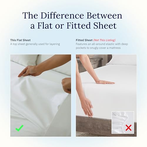 California Design Den Flat King Sheet Only - Soft 400 Thread Count Sateen, Natural 100% Cotton King Flat Sheets Only, Breathable, Durable and Cooling - Grey