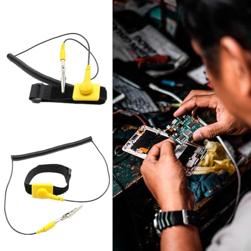 Image of 2 Pcs Anti-Static Wrist Strap, 11 inch Adjustable Band with Alligator Clip and PU Cable, Fits Wrist Sizes 6 inch to 8.5 inch, Ideal for PC Building and Electronics Repair
